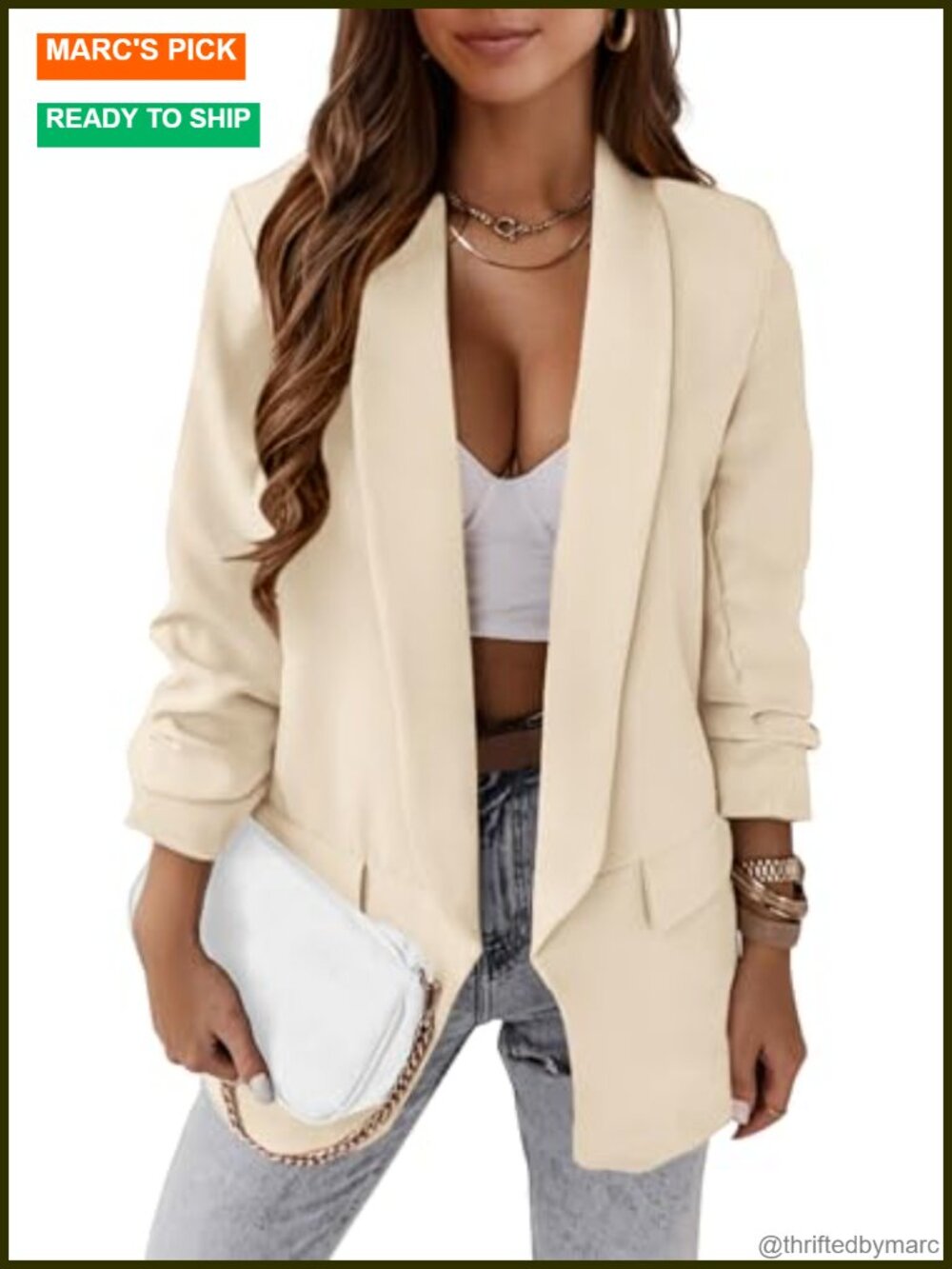 Oversized Blazer Women Business Casual Lightweight Polyester Open Front